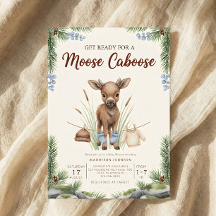 Convites chuva de bebê boho floresta alce verde