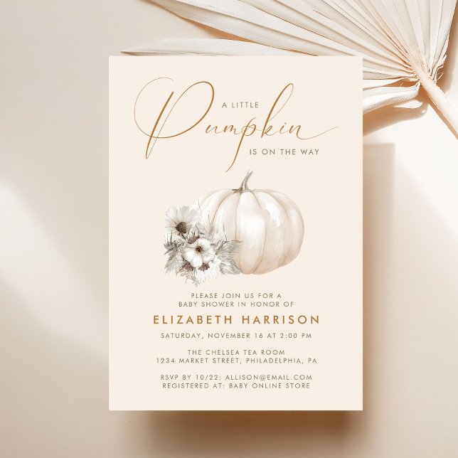 Convites Chuva de Bebê Boho Little Pumpkin Outono (Little Pumpkin Boho Fall Baby Shower Invitation)