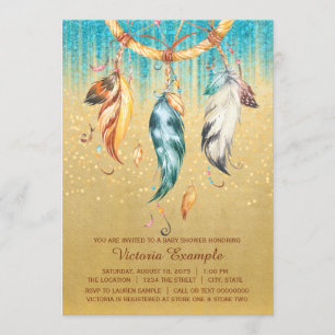 Convites Chuva de Bebê Boho Menino Menina Tribal Caçador de