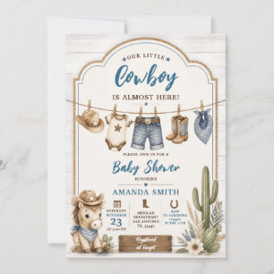 Convites Chuva de Bebê Boho Nosso Pequeno Cowboy Cavalo do 