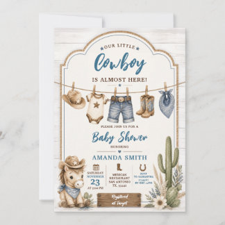 Convites Chuva de Bebê Boho Nosso Pequeno Cowboy Cavalo do 