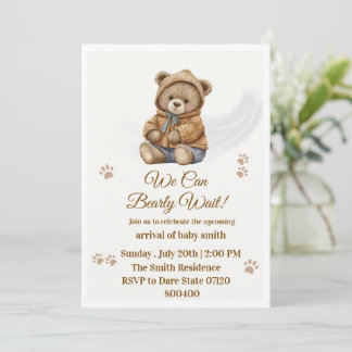 Convites Chuva de Bebê Boho Urso de Pelúcia "Mal Podemos Es