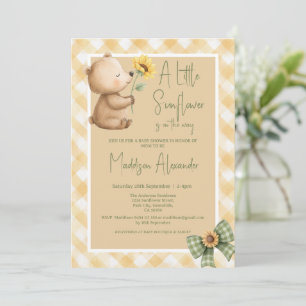 Convites Chuva de Bebê Boho Urso Marrom Girassol