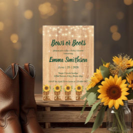 Convites Chuva de Bebê Botas de Cowboy Girassol Rústico
