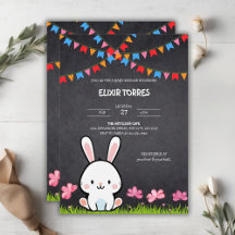 Chuva de Bebê Bunny Loquinha de Quadro Negro Branc