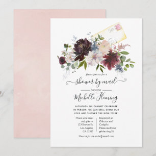 Convites Chuva de Bebê Burgundy e Blush Floral pelo Correio