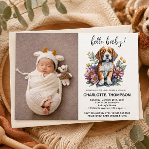 Convites Chuva de Bebê Cachorrinho de Terracota Moderna