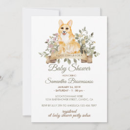 Convites Chuva de Bebê Cachorrinho Welsh Corgi