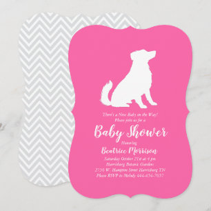 Convites Chuva de Bebê Cachorro Pastor Australiano Rosa Men