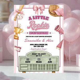 Convites Chuva de Bebê Calouro de Beisebol Rosa Roxo