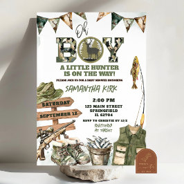 Convites Chuva de Bebê Camuflada de Caça e Pesca