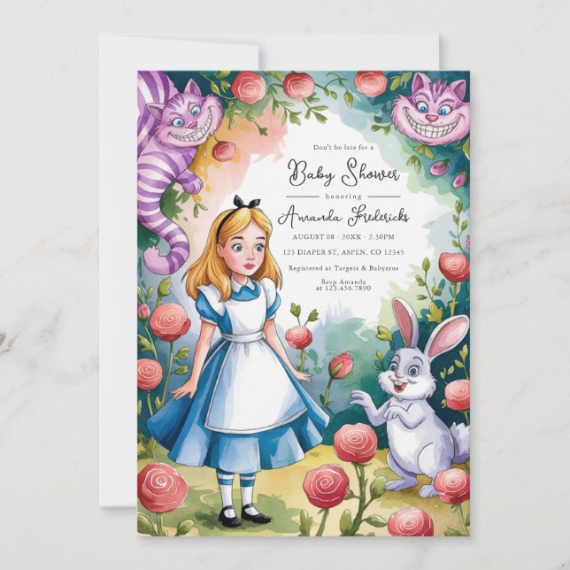 Convites Chuva de Bebê Caprichosa da Alice no País das Mara (Frente)