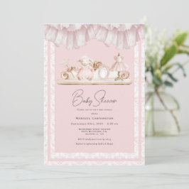 Convites Chuva de Bebê Caprichosa Rosa Elegante