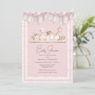 Convites Chuva de Bebê Caprichosa Rosa Elegante
