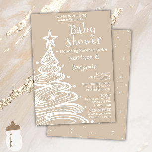 Convites Chuva de Bebê Casais Bege Neutro Natal