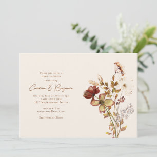 Convites Chuva de Bebê Casal com Letra de Flor Silvestre em