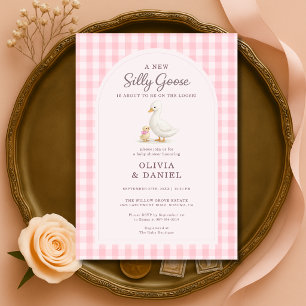 Convites Chuva de Bebê Casal Silvestre Rosa Xadrez