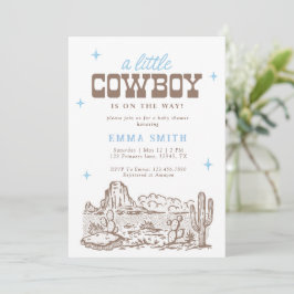 Convites Chuva de Bebê Caubói Vintage Deserto Selvagem Azul
