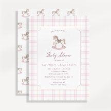 Chuva de Bebê Cavalo de Balanço Rosa Chique