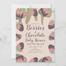 Convites Chuva de Bebê Chocolate Morango Falso Brilho