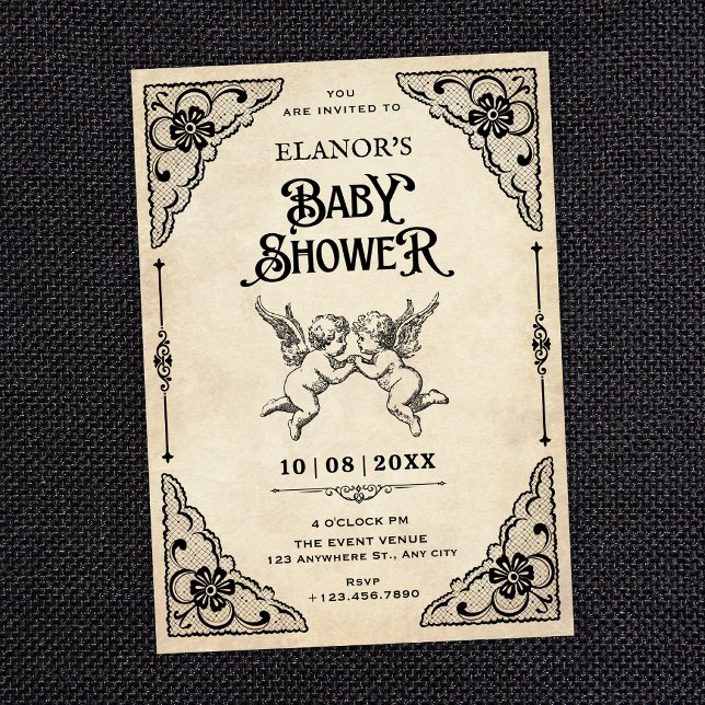 Convites Chuva de bebê clássica vintage (Criador carregado)