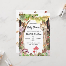 Convites chuva de bebê cogumelo floresta woodland caprichos
