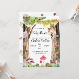 Convites chuva de bebê cogumelo floresta woodland caprichos