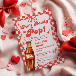 Convites Chuva de Bebê Cola Vermelho Xadrez Retro Pronto pa