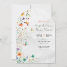 Chuva de Bebê Colorida com Borboleta Floral em Aqu