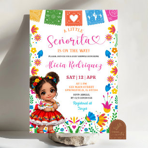 Convites Chuva de Bebê Colorida Talavera Senorita Mexicana