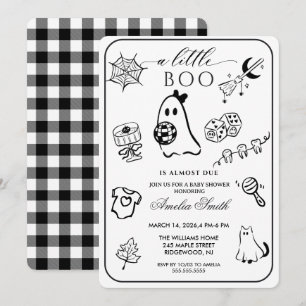 Convites Chuva de bebê com tema de Halloween desenhado à mã
