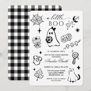 Convites Chuva de bebê com tema de Halloween desenhado à mã