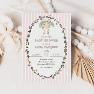 Convites Chuva de Bebê Coquete Préppy Caprichosa em Pastel
