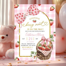 Chuva de Bebê Coquette Gingham Rosa Doce Morango