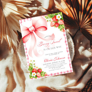 Convites Chuva de Bebê Coquette Rosa Doce Morango