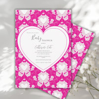 Chuva de Bebê Coração Caprichoso Rosa Fúcsia