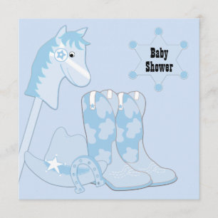 Convites Chuva de Bebê Cowboy Azul Preto