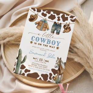 Convites Chuva de Bebê Cowboy Bebê Roupas Aquarela