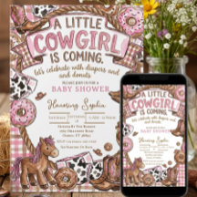 Chuva de bebê Cowgirl Donuts e Fraldas