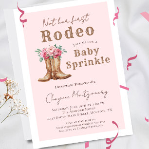 Convites Chuva de Bebê Cowgirl Ocidental com Florais Rosa
