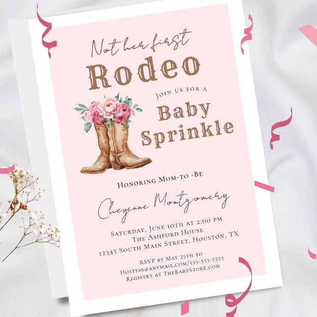 Convites Chuva de Bebê Cowgirl Ocidental com Florais Rosa (Criador carregado)