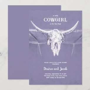 Convites Chuva de Bebê Cowgirl Roxo Western Country
