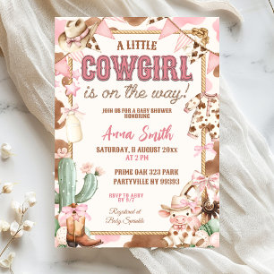 Convites Chuva de Bebê Cowgirlzinha Rosa a Caminho