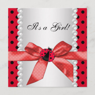 Convites Chuva de Bebê da Ladybug Vermelha