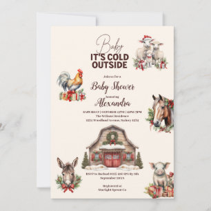 Convites Chuva de Bebê de Animais da Fazenda de Inverno Nat