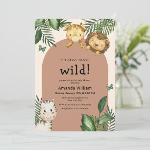 Convites Chuva de Bebê de Animais Selvagens Arco Boho Neutr