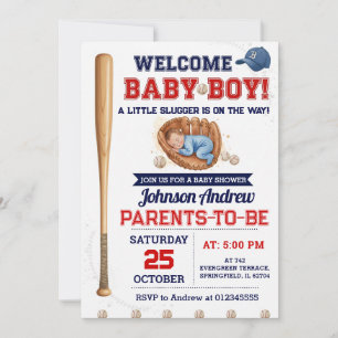 Convites Chuva de Bebê de Beisebol Little Slugger Pessoal