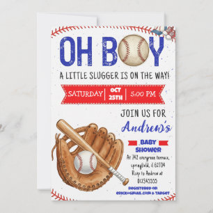 Convites Chuva de Bebê de Beisebol Pessoal Pequeno Slugger