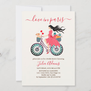 Convites Chuva de Bebê de Bicicleta Menina Outono Romântico