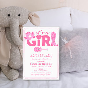 Convites Chuva de Bebê de Cowgirl Ocidental É uma Menina Xa